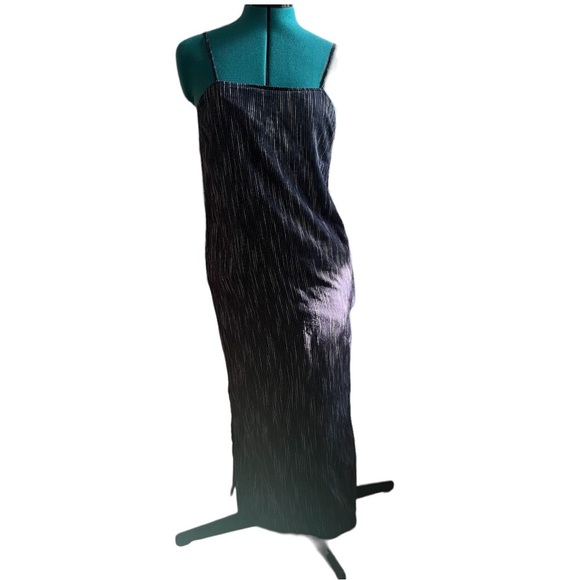 Mod Ref Pinstripes Coastal Spaghetti Strap, Maxi Square Neck Dress VV - Picture 1 of 5